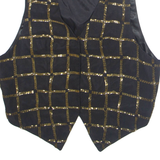 Womens Printed Waistcoat Black V-Neck Sleeveless M
