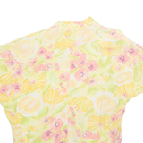 Womens Printed Blouse Yellow V-Neck Floral L