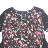 FRENCH CONNECTION Womens Printed Top Black V-Neck Floral M