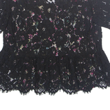 FRENCH CONNECTION Womens Printed Top Black V-Neck Floral M