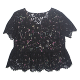 FRENCH CONNECTION Womens Printed Top Black V-Neck Floral M