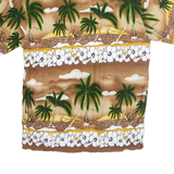 Mens Hawaiian Shirt Brown Floral M