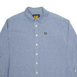 CAT Denim Look Mens Plain Shirt Blue Long Sleeve XL