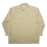DICKIES Mens Worker Shirt Beige Long Sleeve XL