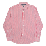 HILFIGER DENIM Mens Shirt Red Pinstripe Long Sleeve L