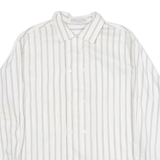 JEAN DE PARIS Mens Shirt White Striped Long Sleeve M