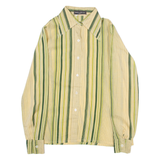 YVES DE ROCHE Womens Shirt Brown Striped Long Sleeve XXS