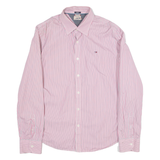 HILFIGER DENIM Slim Fit Mens Shirt Pink Striped Long Sleeve XL