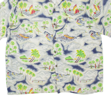 PINEAPPLE COLLECTION Mens Hawaiian Shirt Grey Floral 2XL