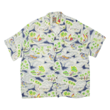 PINEAPPLE COLLECTION Mens Hawaiian Shirt Grey Floral 2XL