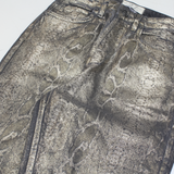 FREE PEOPLE Snakeskin Design Womens Trousers Black Regular Straight W27 L28