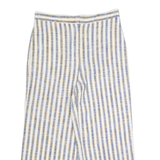 BCBGMAXAZRIA Striped Womens Trousers White Relaxed Wide-Leg W34 L27