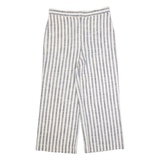 BCBGMAXAZRIA Striped Womens Trousers White Relaxed Wide-Leg W34 L27