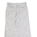 BCBGMAXAZRIA Striped Womens Trousers White Relaxed Wide-Leg W34 L27