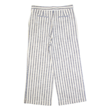 BCBGMAXAZRIA Striped Womens Trousers White Relaxed Wide-Leg W34 L27