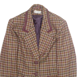 WEINBERG Womens Blazer Jacket Brown Wool Plaid M