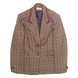WEINBERG Womens Blazer Jacket Brown Wool Plaid M
