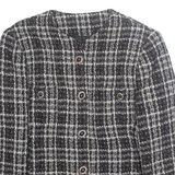 Womens Blazer Jacket White Wool Plaid M