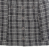 Womens Blazer Jacket White Wool Plaid M