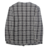 Womens Blazer Jacket White Wool Plaid M