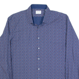 CALVIN KLEIN Slim Fit Mens Shirt Blue Spotted Long Sleeve XL