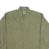 BARBADOS Mens Plain Shirt Green Long Sleeve XL