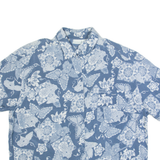 ULLA POPLUM Mens Hawaiian Shirt Blue Floral L