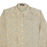 LAVELLI Womens Shirt Brown 90s Spotted Long Sleeve M