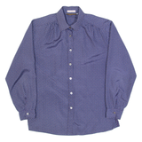 BRUESTLE Womens Shirt Blue 90s Spotted Long Sleeve M