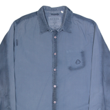 GUESS Mens Plain Shirt Blue Long Sleeve 2XL
