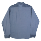 GUESS Mens Plain Shirt Blue Long Sleeve 2XL