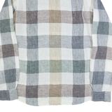 PIERRE CARDIN Mens Shirt Blue Linen Check Long Sleeve M