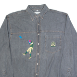 TORERO BRAND USA Mens Plain Shirt Grey 90s Long Sleeve L