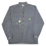 TORERO BRAND USA Mens Plain Shirt Grey 90s Long Sleeve L