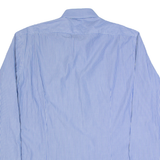 TOMMY HILFIGER Fitted Mens Shirt Blue Striped Long Sleeve L