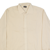 MY LORD Zip Up Mens Plain Shirt Beige Long Sleeve L