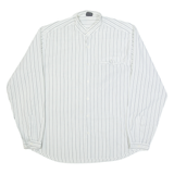 HAPPY LIFE Mens Shirt White Striped Long Sleeve L