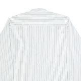 HAPPY LIFE Mens Shirt White Striped Long Sleeve L
