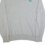 SUPERDRY Mens Jumper Grey V-Neck Tight Knit 2XL