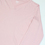LANDS END Womens T-Shirt Pink Long Sleeve V-Neck S