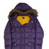 JOULES Down Insulated Womens Puffer Coat Purple Hooded UK 10