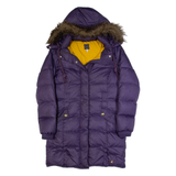 JOULES Down Insulated Womens Puffer Coat Purple Hooded UK 10