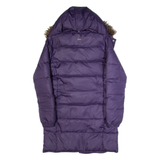 JOULES Down Insulated Womens Puffer Coat Purple Hooded UK 10