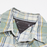 HILFIGER DENIM Mens Shirt Green Check Long Sleeve L