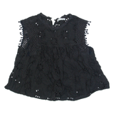 ZARA TRAFALUC Womens Smock Top Black Sleeveless XS