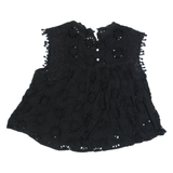 ZARA TRAFALUC Womens Smock Top Black Sleeveless XS