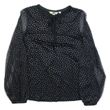BODEN Womens Printed Blouse Black Long Sleeve Polka Dot UK 8