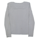 REISS Bowen Womens Printed Top Black Long Sleeve Spotted L