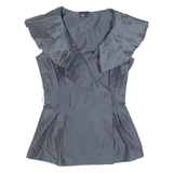 TED BAKER Womens Top Black V-Neck Silk XS