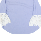 ZARA WOMAN Womens Oversized Top Blue Long Sleeve Striped M